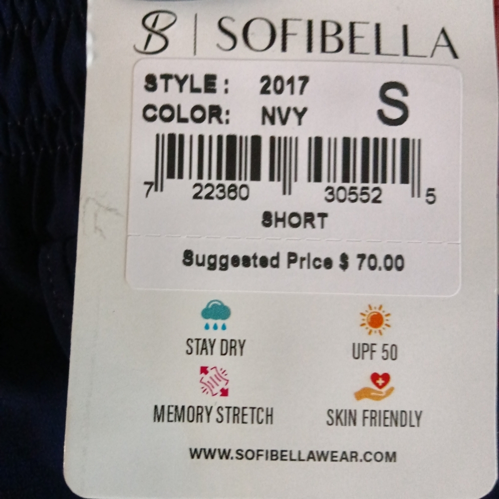 Sofibella UV Staples 3" Short 2017 Navy Blue Pockets Elastic Waistband Sz S NWT - Picture 6 of 8